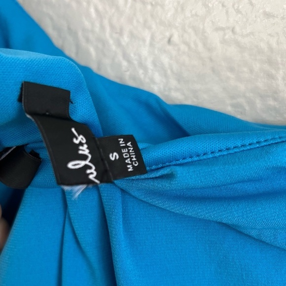 Total Appeal Blue Ruched One-Shoulder Bodycon Midi Dress - Picture 7 of 7